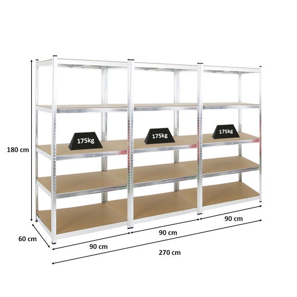 PROREGAL Mega Deal 3x Schwerlastregal Giant Ragnar HxBxT 200 x 100 x 50 cm Fachlast 175 kg Verzinkt