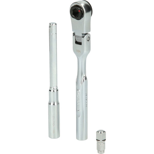 KS TOOLS 1/4 Bit-Gelenk-Umschaltknarren-Satz mit Steckadapter für Stecknüsse 3tlg. - 918.1590