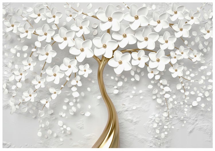 Fototapete 3D Blumen Baum Vlies Tapete Wohnzimmer 150x105 cm