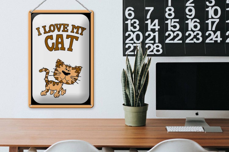 Blechschild Spruch 20x30cm Katze i love my Cat