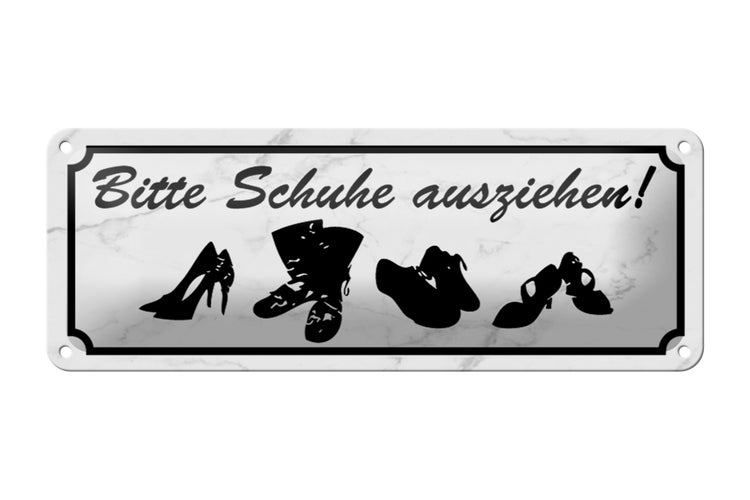 Blechschild Spruch 27x10cm bitte Schuhe ausziehen Dekoration