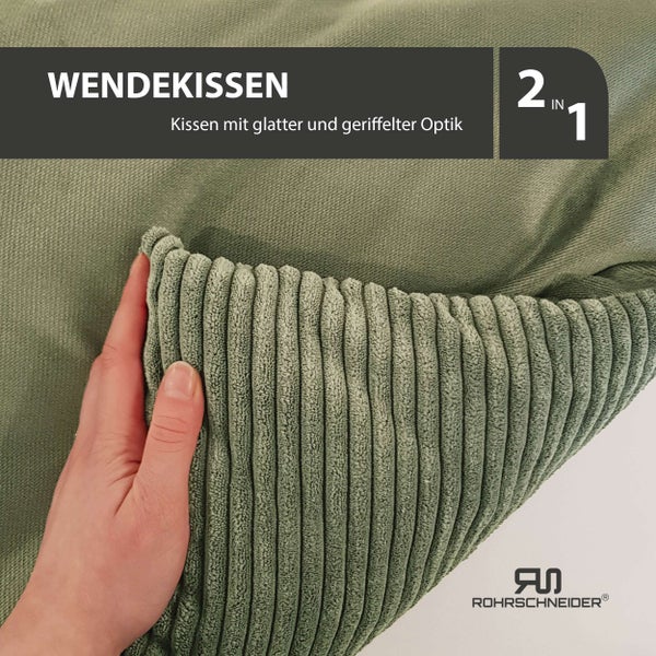 Rohrschneider Tierbett Cordstoff breit Gr. 1 salbei + faltbarer Reisenapf