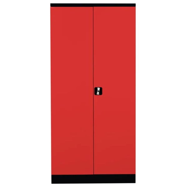 PROREGAL Stahlschrank Bee 5 Fachböden HxBxT 195 x 92 x 60 cm Pulverbeschichtetes & Verstärktes Fachbodenmaterial Schwarz & Rot