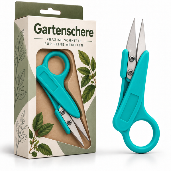 Gartenschere für feine Arbeiten mit Metallklingen und Kunststoffgriff inklusive Verpackung