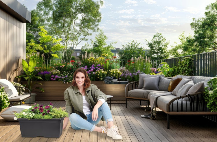 Scheurich Nora Long 80, Pflanzgefäß/Blumentopf/Pflanzkübel, rechteckig, aus Kunststoff, Farbe: Metallic Grey, 80 cm Breite, 40 cm Tiefe, 34 cm hoch, 96,6 l Vol.