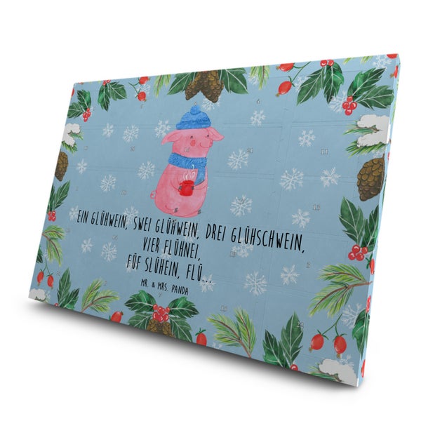 Mr. & Mrs. Panda Tee Adventskalender Schweinchen Glühwein - Blau Pastell