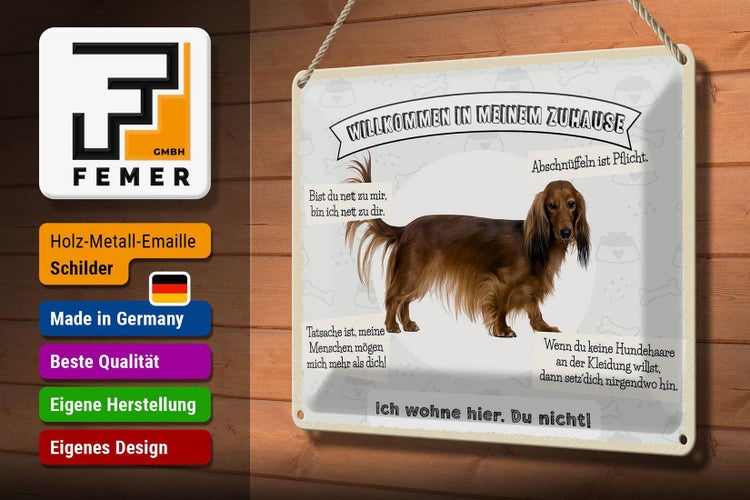 Blechschild Spruch 30x20cm Tiere Hund ich wohne hier du nicht