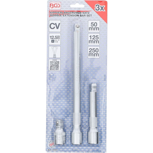 BGS Kippverlängerungs-Satz 12,5 mm (1/2) 50 / 125 / 250 mm 3tlg. - 2240