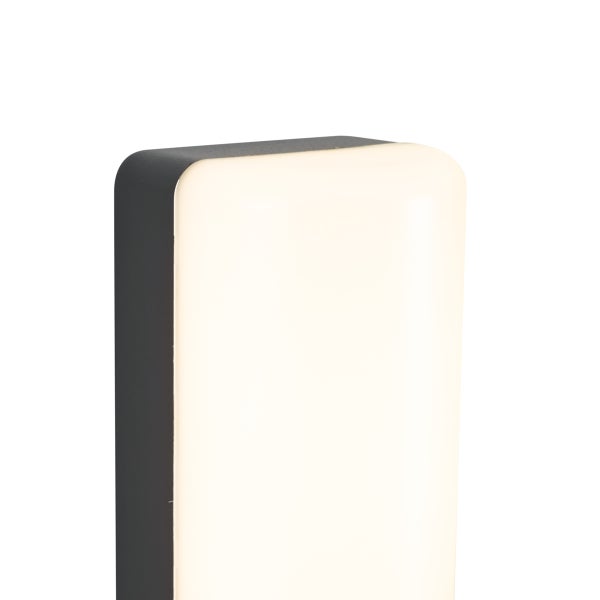 Rechteckige LED-Außenleuchte mit anthrazitfarbenem Rahmen und weißem Diffusor.