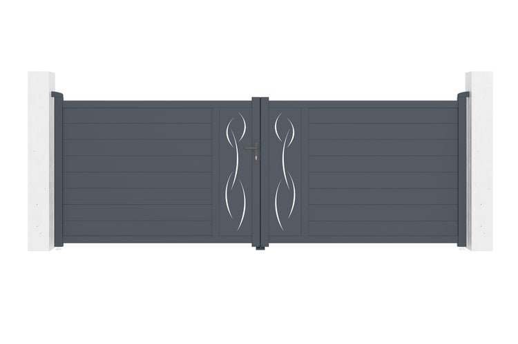LIFE 400B140 Flügeltor-Paket + 2 EIFEL-Pfosten H.166cm Grau