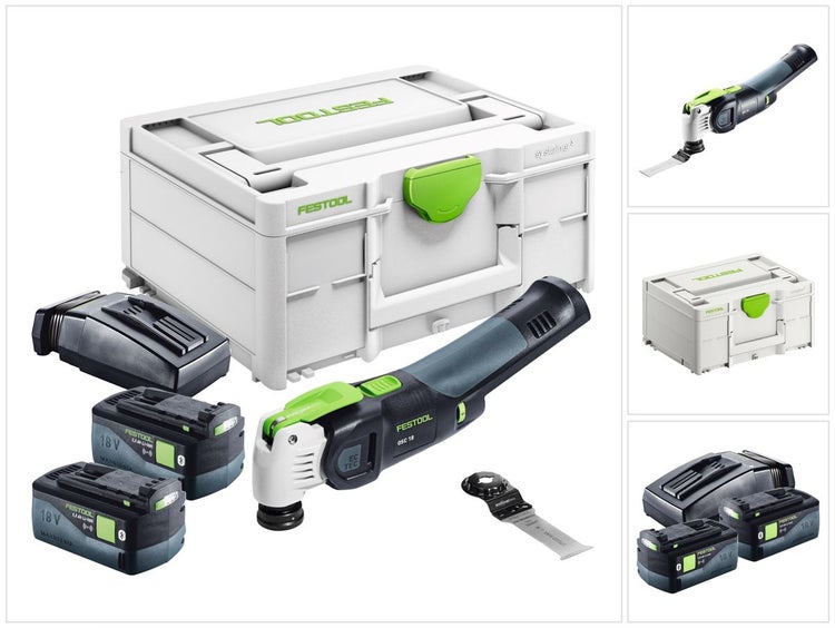 Festool VECTURO OSC 18 E-Basic Akku Oszillierer 18 V Starlock Max Brushless + 2x Akku 5,0 Ah + Ladegerät + Systainer