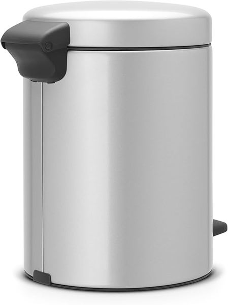 Brabantia Klassischer Tretmülleimer Mit Soft Verschluss 5 Liter HxBxT 30,2 x 26,3 x 21,7 cm Metall Metallik Grau