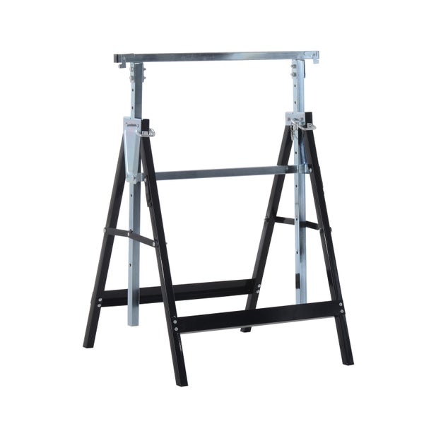 HOMCOM, 2 x Gerüstbock, Unterstellbock, L68 x B58 x H(80-130)cm, Stahl, Schwarz