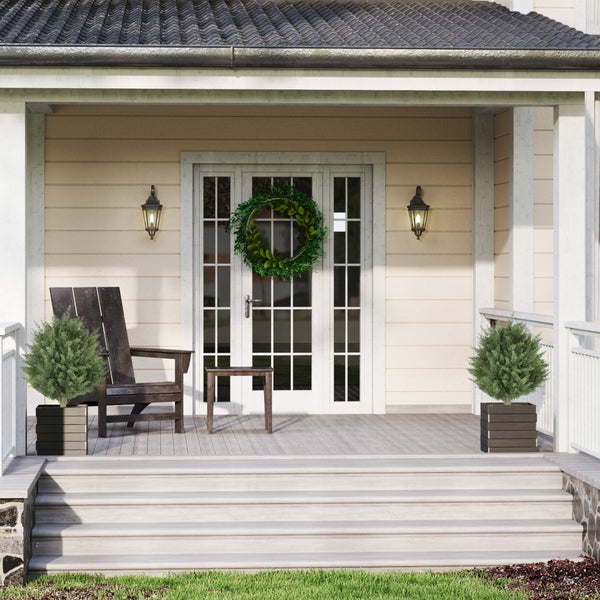 HOMCOM 2er-Set Künstliche Pflanzen 40 cm, UV-beständige Kunstpflanze Zypresse mit 387 Blättern und Erdspieß für Wohnzimmer Schlafzimmer Büro Garten