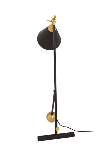 Design Tischlampe Schwarz Gold, Lampe mit Kegel Schirm | Wohnzimmer Esszimmer Leuchte
