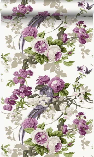 Origin Wallcoverings Tapete Paradiesvögel Lila - 53 cm x 10,05 m - 326152