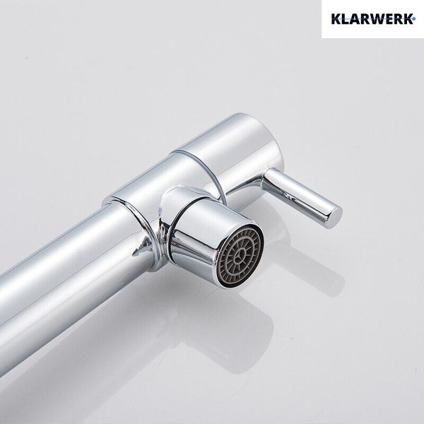 Björn | Gastronomie Wandmontage Armatur Chrom glänzend | Profi Küchenarmatur Edelstahl Zwei Brausen | Doppelspülbecken Wasserhahn Restaurant Wand