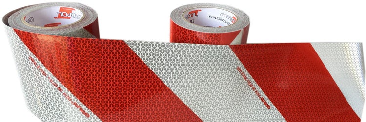 Kfz-Warnmarkierung Orafol Set 2 x 50m Reflexfolie 5921M DIN30710 | 1 x links- und 1 x rechtsweisend
