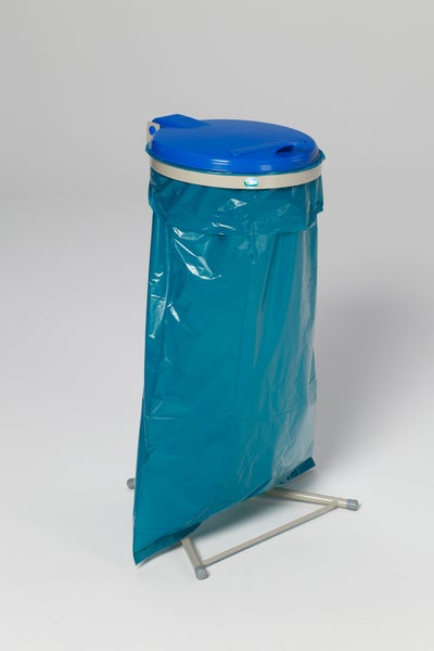 PROREGAL Robuster Abfallsammler Für Wertstoffsortierung 1 Fach Stationär 120 Liter HxBxT 92 x 50 x 53 cm Stahl Grau Blau