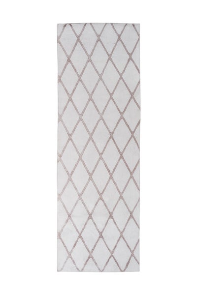 Kurzflor Teppich Splendora Weiß / Taupe Modern, Klassisch 80 x 250 cm