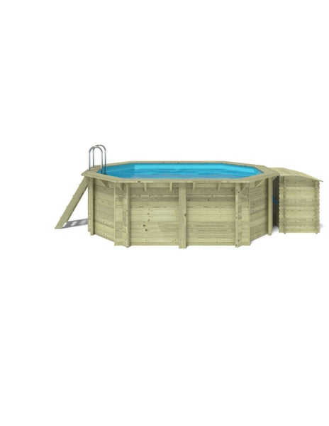 Holzpool mit Leiter und Technikschrank