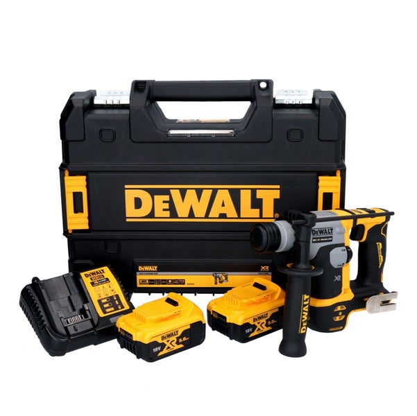 DeWALT Akku-Kombihammer Set mit zwei 18 Volt 5,0 Amperestunden Akkus, Ladegerät und Transportkoffer.