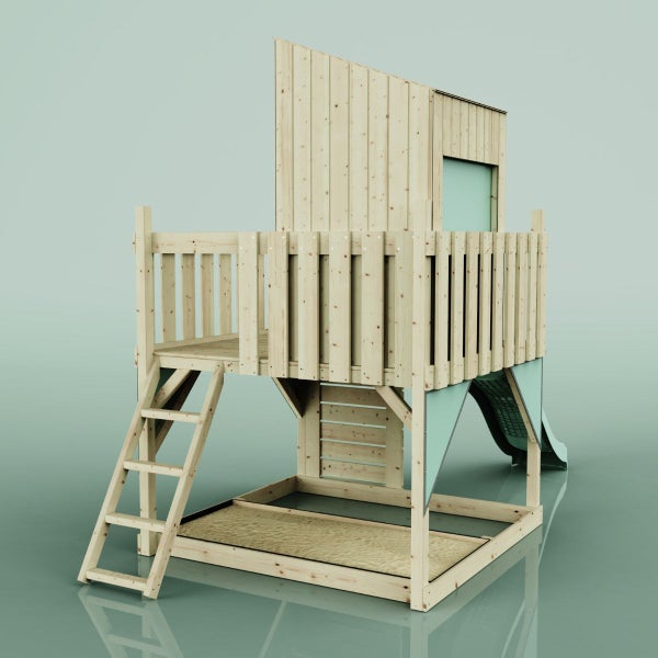 OutdoorToys Spielhaus Mondlicht Kinderspielhaus aus Holz in Grün, Kinderhaus Holzhaus Kinder