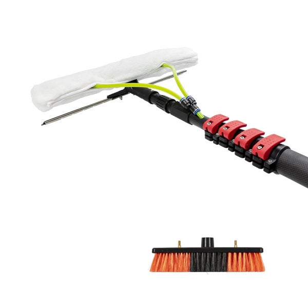 Teleskop-Fensterreinigungsgerät mit Waschbezug und Bürste