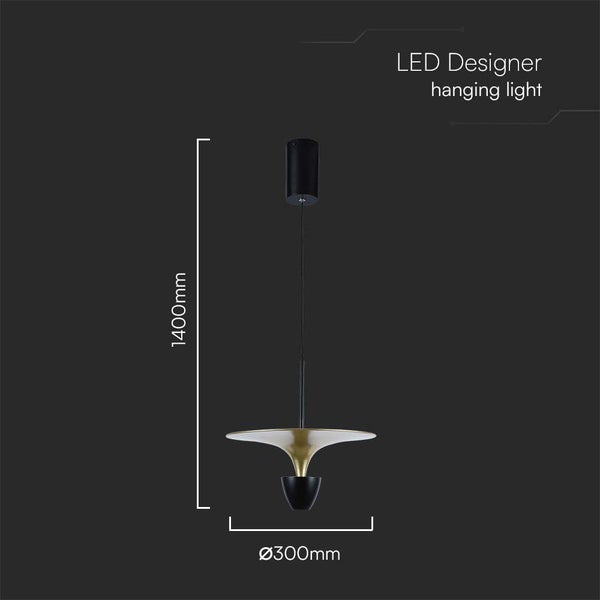 LED Designer Hängeleuchte mit den Maßen 1400 mm Höhe und 300 mm Durchmesser