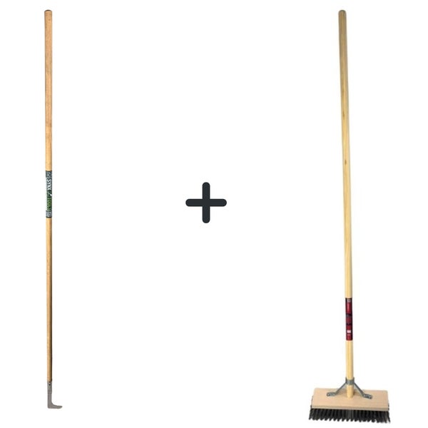 Set mit Fugenkratzer und Straßenbesen