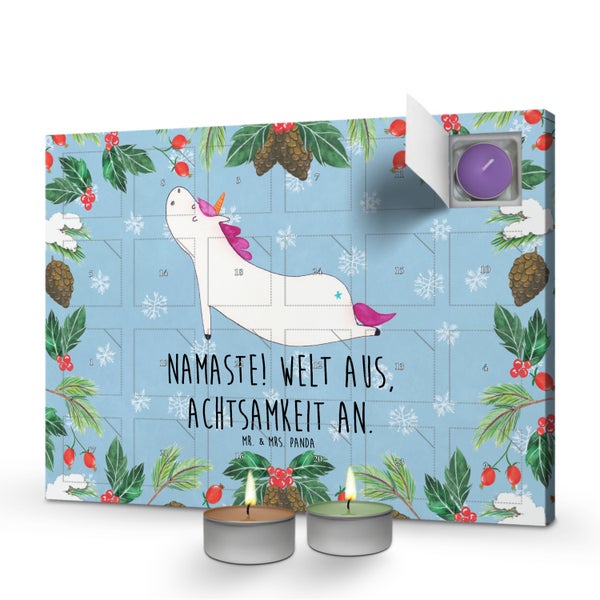 Mr. & Mrs. Panda Duftkerzen Adventskalender Einhorn Yoga - Blau Pastell