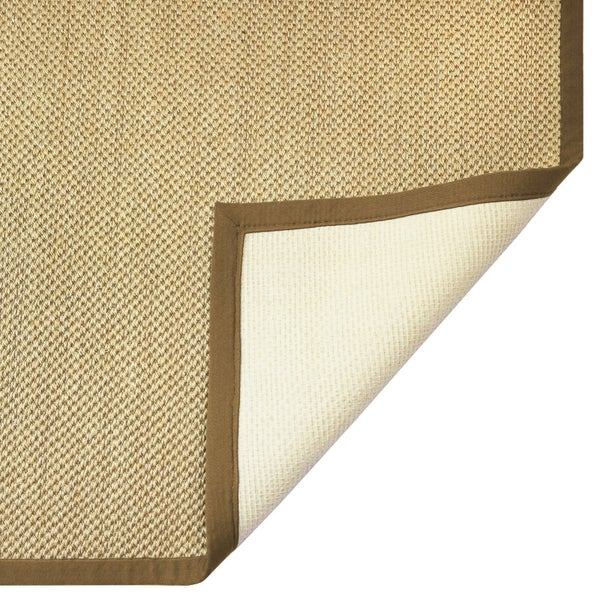 FLOORDIREKT Sisal-Teppich Tiger-Eye - aus 100% Sisal - mit Brodüre - Natur - Rand: Cappuccino - 160 x 230 cm