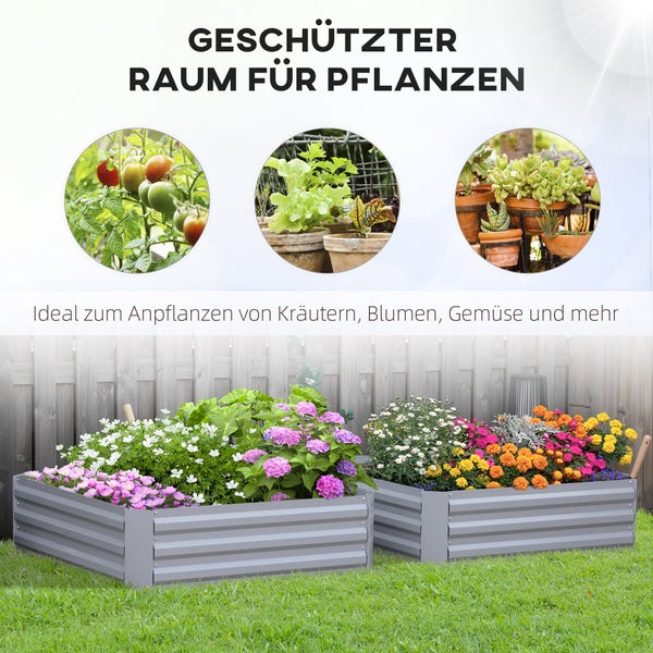 Outsunny Hochbeet, 100L x 100B x 30H cm, Stahl, grau