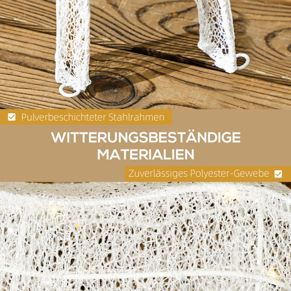 Detailansicht witterungsbeständiger Materialien mit pulverbeschichtetem Stahlrahmen und Polyester-Gewebe.