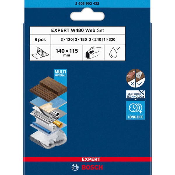 Bosch Expert W480 Web Set, neun Teile, Multimaterial-Anwendung