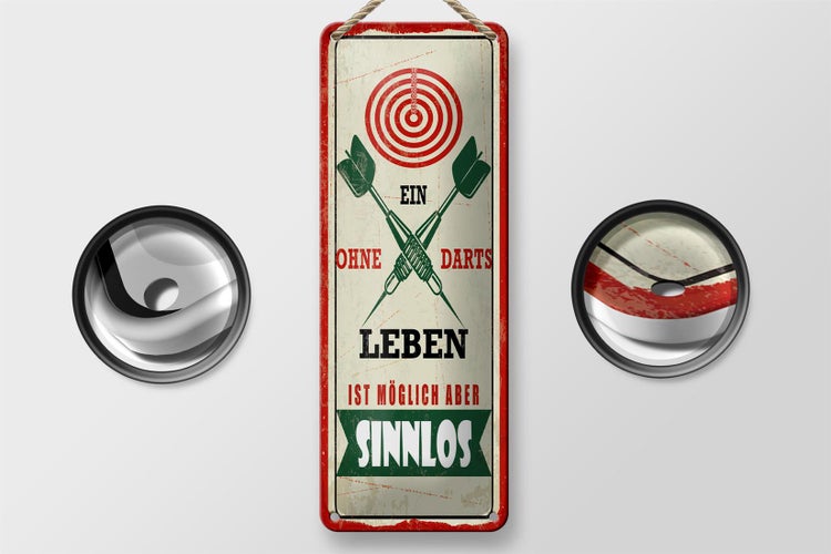 Blechschild Spruch 10x27 cm Ein Leben ohne Darts ist möglich aber sinnlos