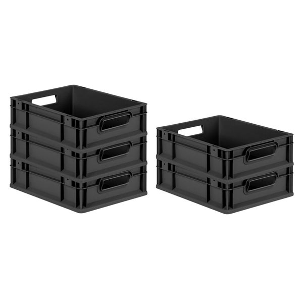 Eurobox NextGen Grip, HxBxT 12x30x40cm, 11 Liter, Griffe offen, Schwarz, Eurobehälter, Transportbox, Transportbehälter, Stapelbehälter