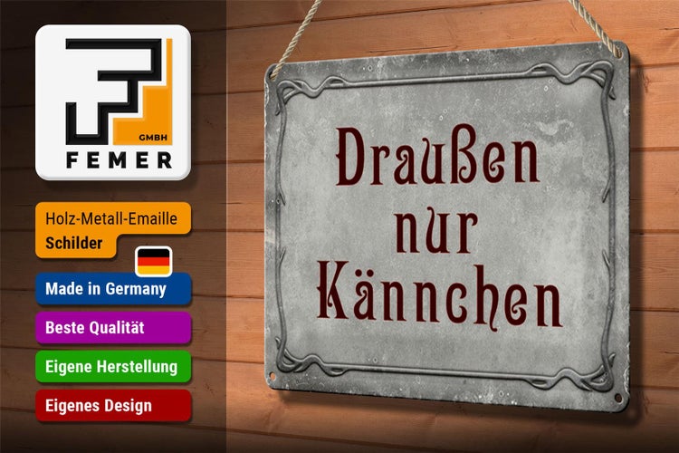 Blechschild Spruch 30x20cm Kaffee Draußen nur Kännchen