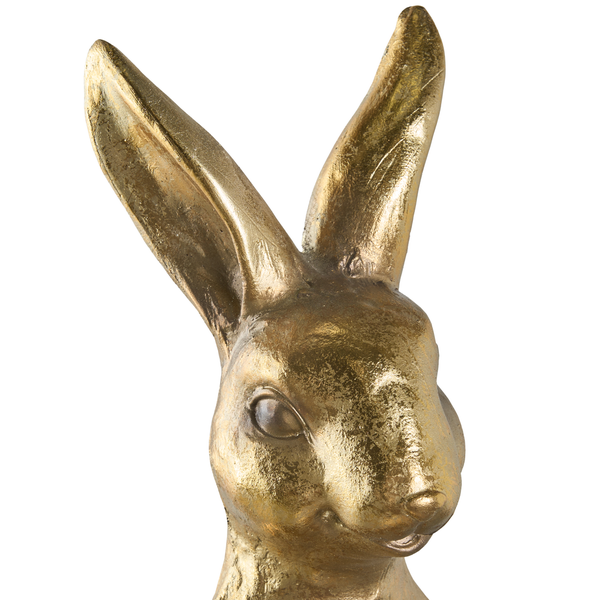 Dekofigur Hase in Gold-Optik mit strukturierter Oberfläche.