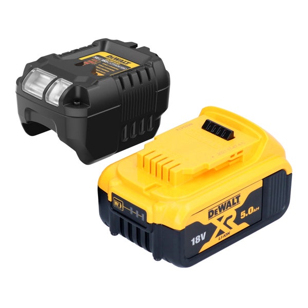 DeWalt Akku-Starterset mit einem 18 Volt 5,0 Amperestunden XR Lithium-Ionen-Akku und einem Ladegerät.