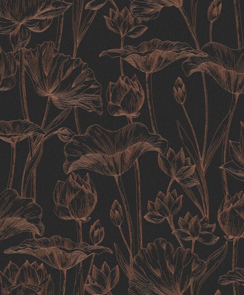 Masureel Tapete Blumen Schwarz - 53 cm x 10.05 m - 631977