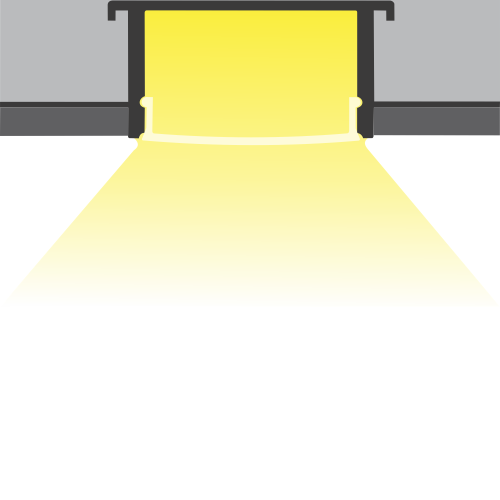 Illustration einer LED-Einbauleuchte mit Lichtabstrahlung