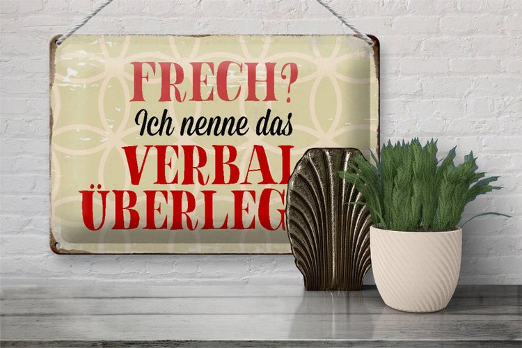 Blechschild Spruch 30x20cm frech nenn das verbal überlegen