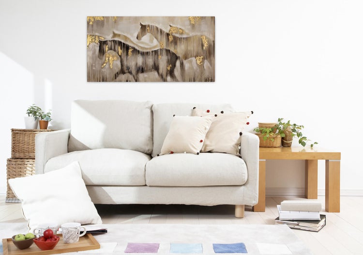 Handgemaltes Gemälde Acrylfarbe 120x60cm Beige