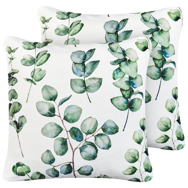 Gartenkissen 2er Set BOSQUE Pflanzenmuster 45 x 45 cm Grün