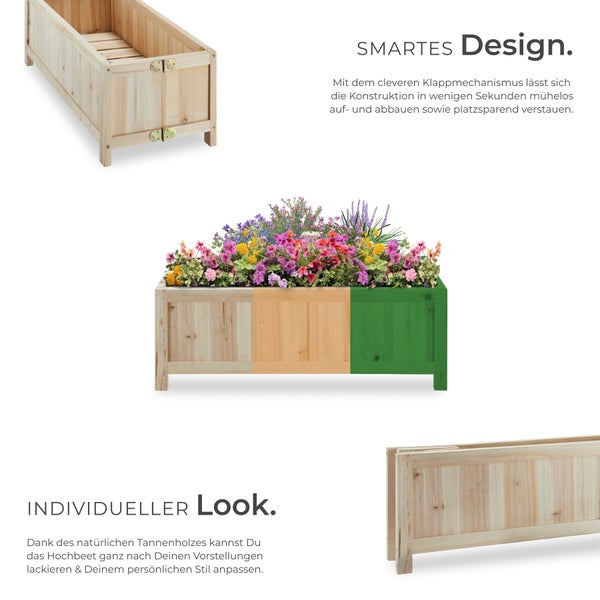 Hochbeet tectake Blomster 70 x 30 x 25 cm, Belastbarkeit 50 kg klappbar braun