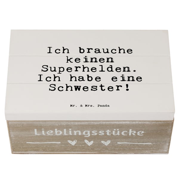 Mr. & Mrs. Panda 19 x 12 cm Holzkiste Ich brauche keinen Superhelden.... - Weiß