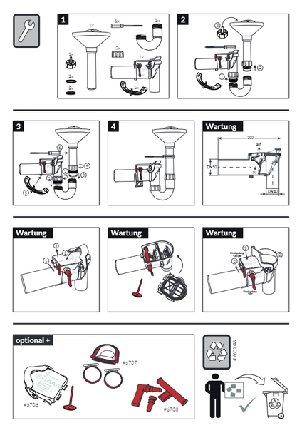 HAAS® Sperrwerk Typ 5 DN 50 und PP-Trichtersiphon, 6704