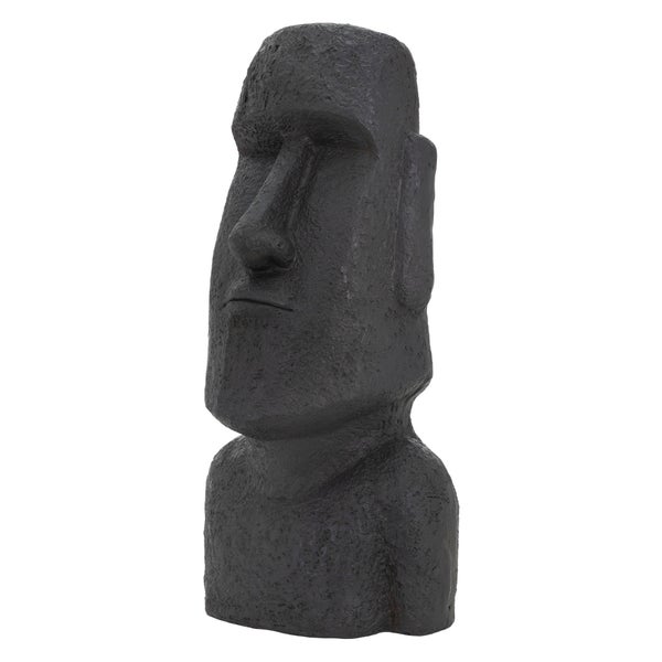 ECD Germany Moai Figur Rapa Nui Kopf 78cm hoch, Anthrazit, aus wetterfestem Steinguss Kunstharz, Osterinsel Statue als Dekoration für Haus & Garten, Gartenfigur Dekofigur, Skulptur für Innen und Außen