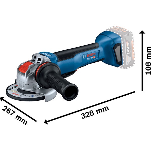 Bosch Akku-Winkelschleifer mit X-LOCK GWX 18V-10 P Ø 125 mm Solo in L-Boxx - 06019J4201